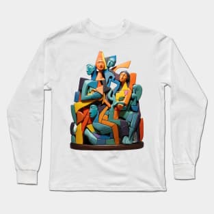 Abstract 3D Cubist Sculpture Long Sleeve T-Shirt